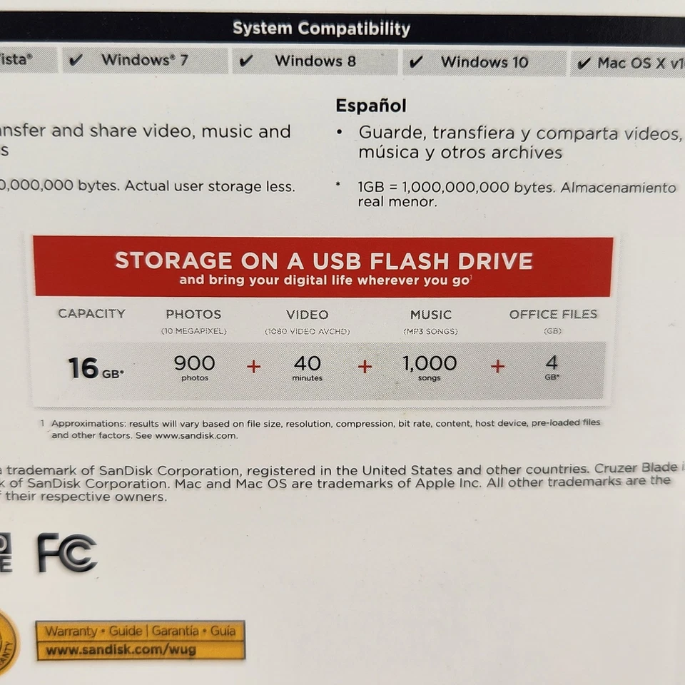 SanDisk 16GB Cruzer Blade USB 2.0 Flash Drive Blue - Image 4 of 4