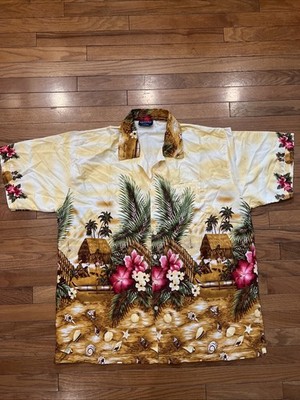 Pacific & Co Hawaiian Shirt Mens XXL Tropical Aloha Beach Palm Floral Button Up