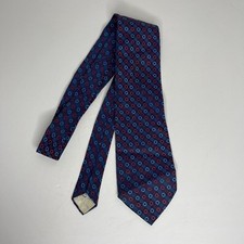 Vintage Navy Necktie Wide Tie Geometric Polyester
