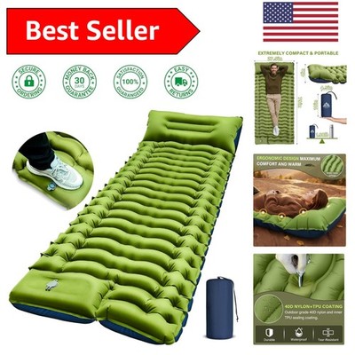 Ultralight Inflatable Camping Sleeping Pad with Built-in Pump & Pillow, Green
