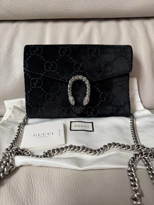 echt Gucci Samt GG Monogramm Dionysos Umhängetasche schwarz silber