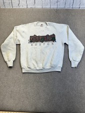 Vintage Boston Massachusetts Graphic Crewneck Sweatshirt Fruit of The Loom L 90s