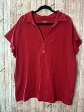 Venezia Women’s Red Short Sleeve Collared Polo Shirt Plus Size 26/28