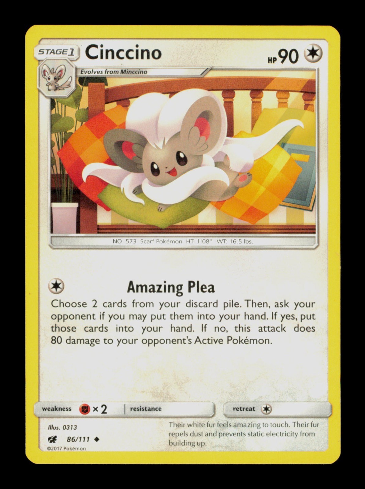 Cinccino 86/111 Pokemon Crimson Invasion Played Trading Card TC