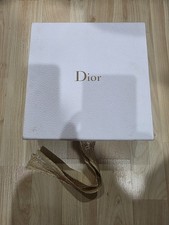 Christian Dior White Textured Gift Box with Gold Ribbon Empty 8" x 8" x 3"