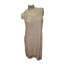 Alfani Women's White Textured Shift Knee Length Wear To Work Dress Size L. NWOT.