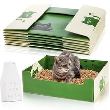 8 Pcs Disposable Litter Boxes for Cats, Travel Litter Box with Scoop, Double ...