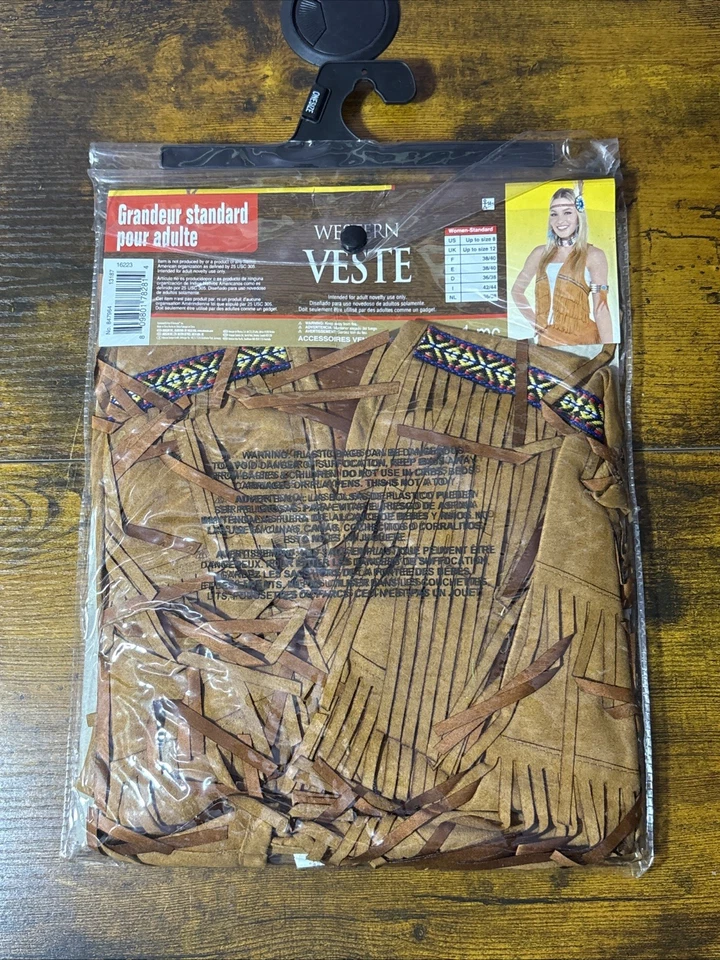 MUJER NATIVO AMERICANO INDIO OCCIDENTAL VAQUERO CHALECO DISFRAZ ACCESORIO ADULTO Foto 3 de 3