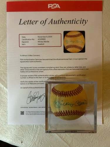 Mickey Mantle Autographed Baseball.  PSA Authenticated.