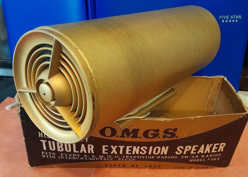 VINTAGE O.M.G.S. Long Tubular Extension Speaker for Radios Model #564 With Box