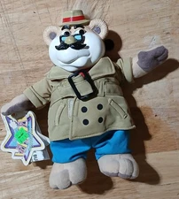 1999 Mattel Detective Bubba Talking 8" Plush Bear Rubber Face With Tags Works