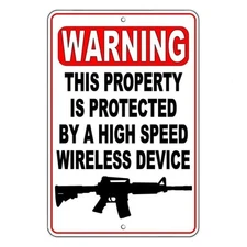 Warning This Property Protected By A Wireless Device Sign / Decal   /  Security