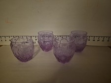 4 Block TULIPA Lavender/Purple Double Old-Fashioned Rocks Tumblers Glasses EUC