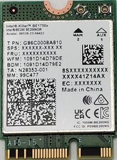 Intel Killer BE200 1750x BT 5.4 Wi-Fi 7 Card with M.2. pcie Key E Interface
