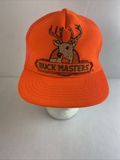 Vintage Buckmasters Neon Orange Hunting SnapBack Trucker Hat Made In USA