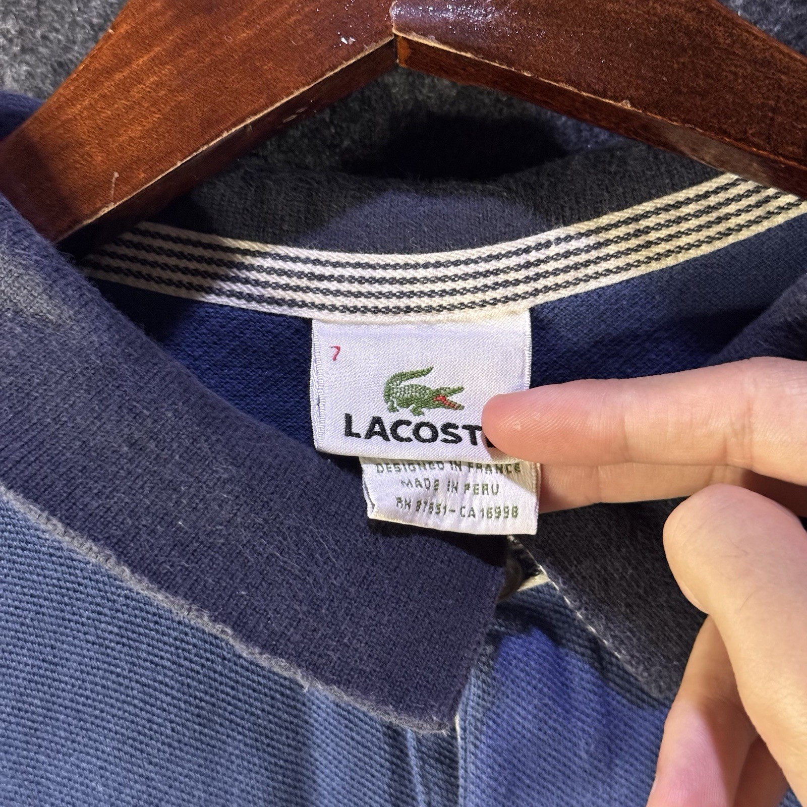 Lacoste Blue Long-Sleeve Pique Polo Shirt  Men’s Size 7 thumbnail 4