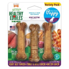 Nylabone Healthy Edibles Natural Puppy Chews Long Lasting 3 Count Pack of 1