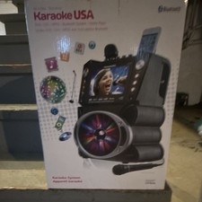 Karaoke USA GF846 Karaoke System Bluetooth Built-In Screen w/ Microphone Black