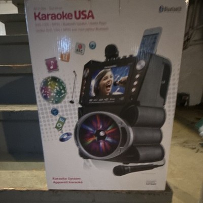 Karaoke USA GF846 Karaoke System Bluetooth Built-In Screen w/ Microphone Black