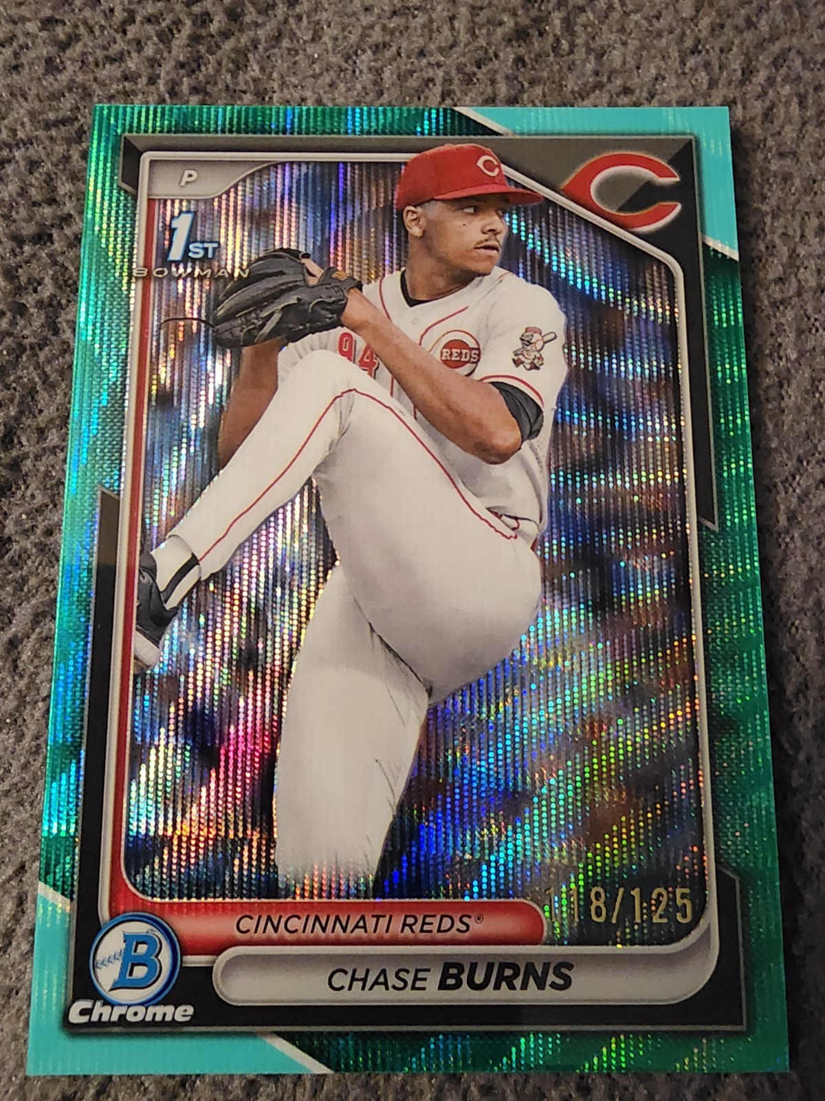 2024 Bowman Draft Chrome Chase Burns- AQUA WAVE REFRACTOR- 1ST BOWMAN /125