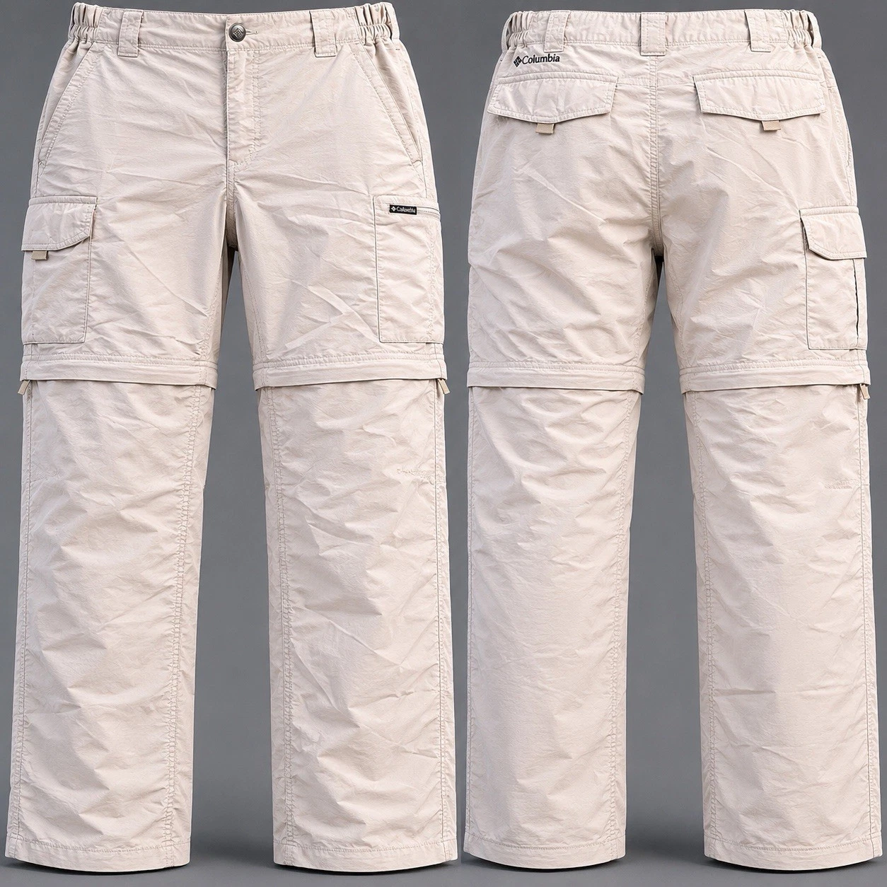 Columbia Pants Mens 40x30 TAN Omni Shade Convertible Hiking Cargo Outdoor