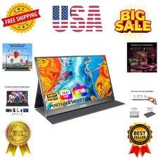 Portable Monitor 15.6inch FHD 1080P USB C HDMI Gaming Ultra-Slim IPS Display ...