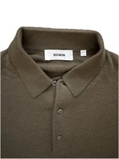 BUCK MASON maglione cashmere uomo taglia L verde maglia colletto pullover polo