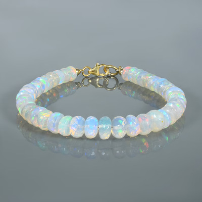 Natural Welo Fire Opal Beaded Bracelet 925 Sterling Silver Handmade Gift 8.7''
