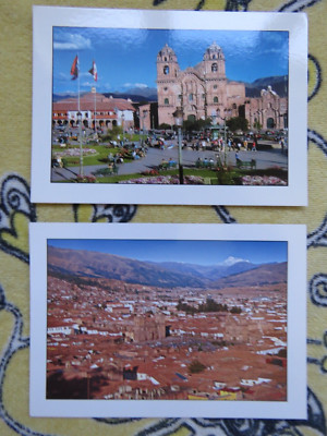 2x Vintage 1990er Jahre Cusco Peru echtes Foto Postkarten