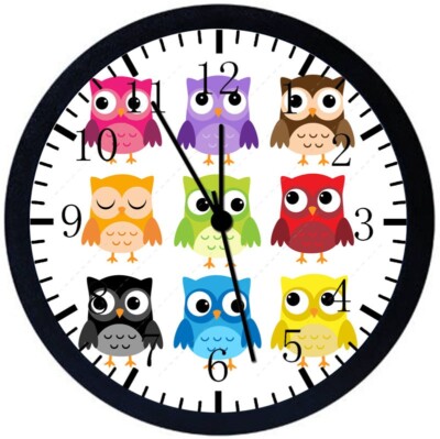 Cute Owl Wall Clock 12'' Large Personalized option with adding names E297