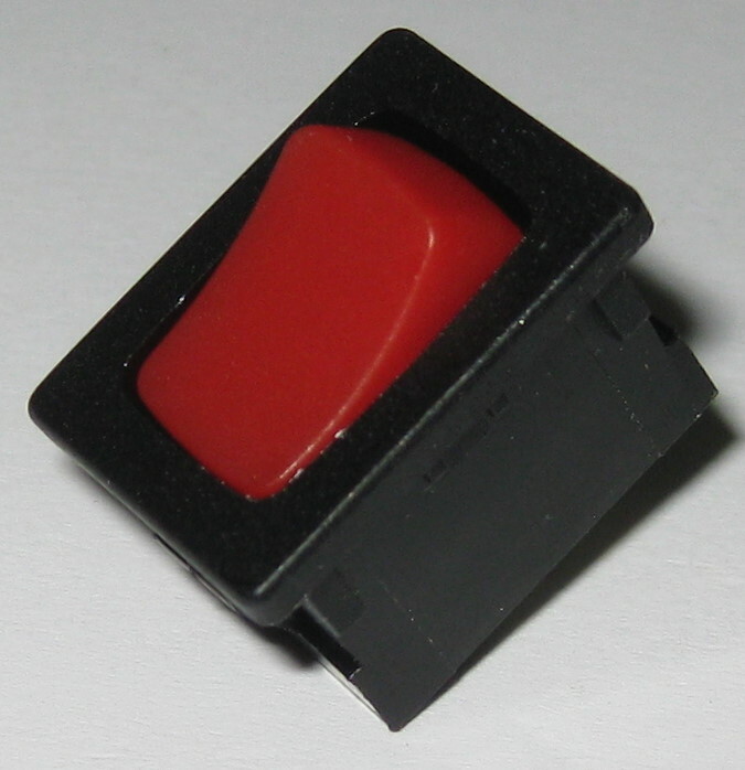 Defond Mini Black Switch with Red Rocker - SPST - 125V 15A - 250V 7.5A .5 x .75
