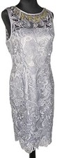Adrianna Papell Embellished Elegant Romantic Guipure Lace Dress Size 10 US 14UK