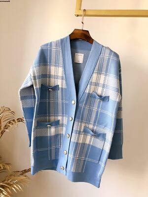 Sandro Long Houndstooth Checked Oversized Knit Cardigan2023New