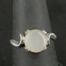 Ring Silver White Round Stone Band Sterling 925 Size 6 Ring Band