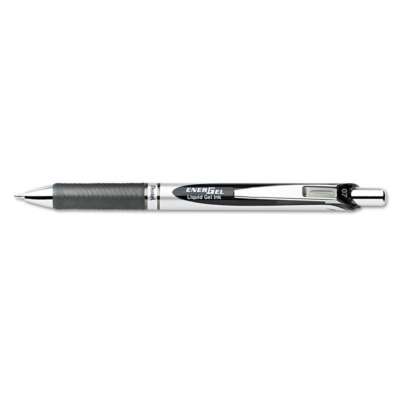 Pentel EnerGel RTX Retractable Liquid Gel Pen, .7mm, Black/Gray Barrel, Black In
