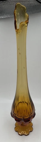 Vintage Fenton Glass Swung Vase Valencia Amber 15.25”