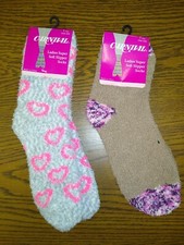 2 pairs of LADIES COZY COMFY SUPER SOFT SLIPPER SOCKS CARNIVAL ONE SIZE NEW