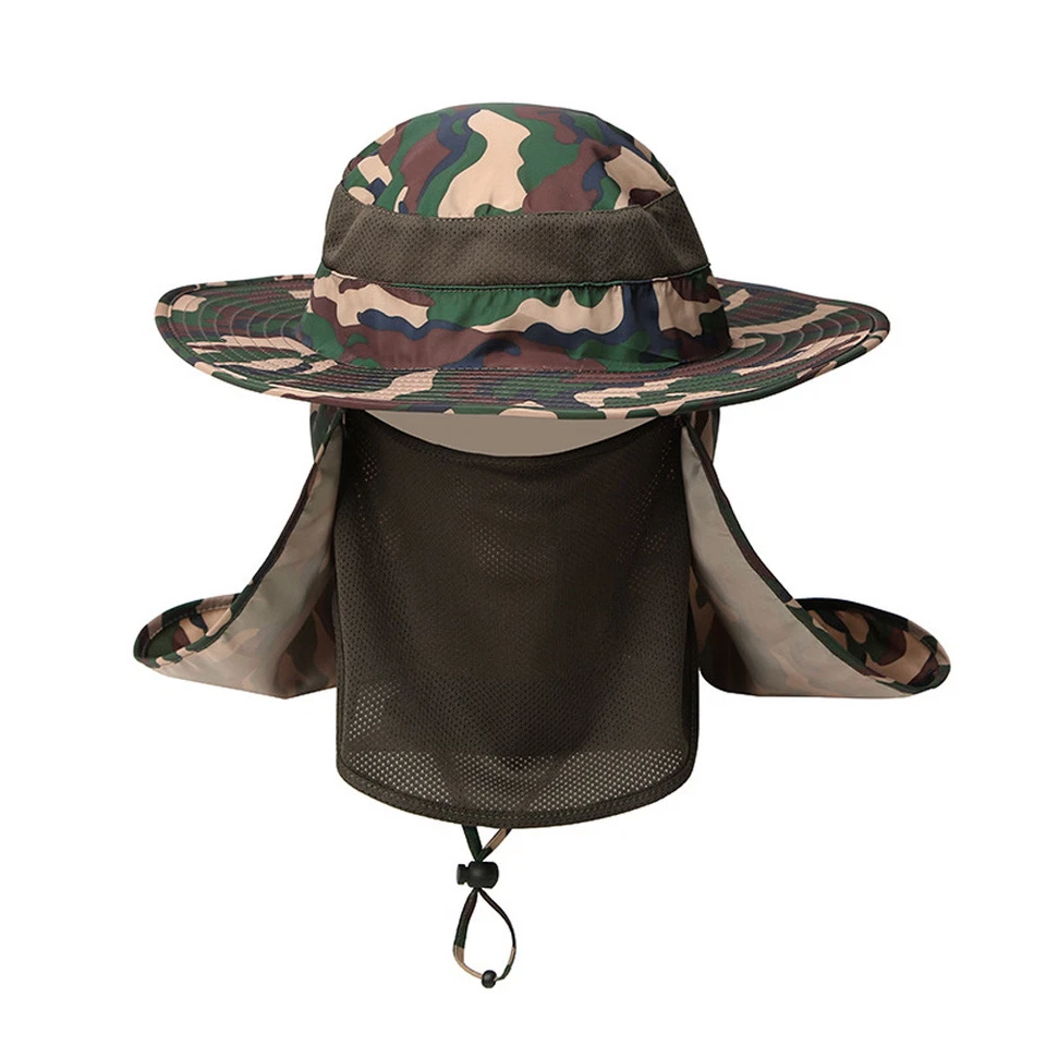 Hombres Camuflaje Pescador Sombrero Exterior Protección Solar Informal Ala Ancha Gorra Cubo Foto 4 de 4