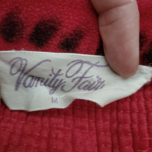 Vanity Fair abito rosso camicia da notte donna M velluto caftano peluche manica lunga vintage - Foto 5 di 5