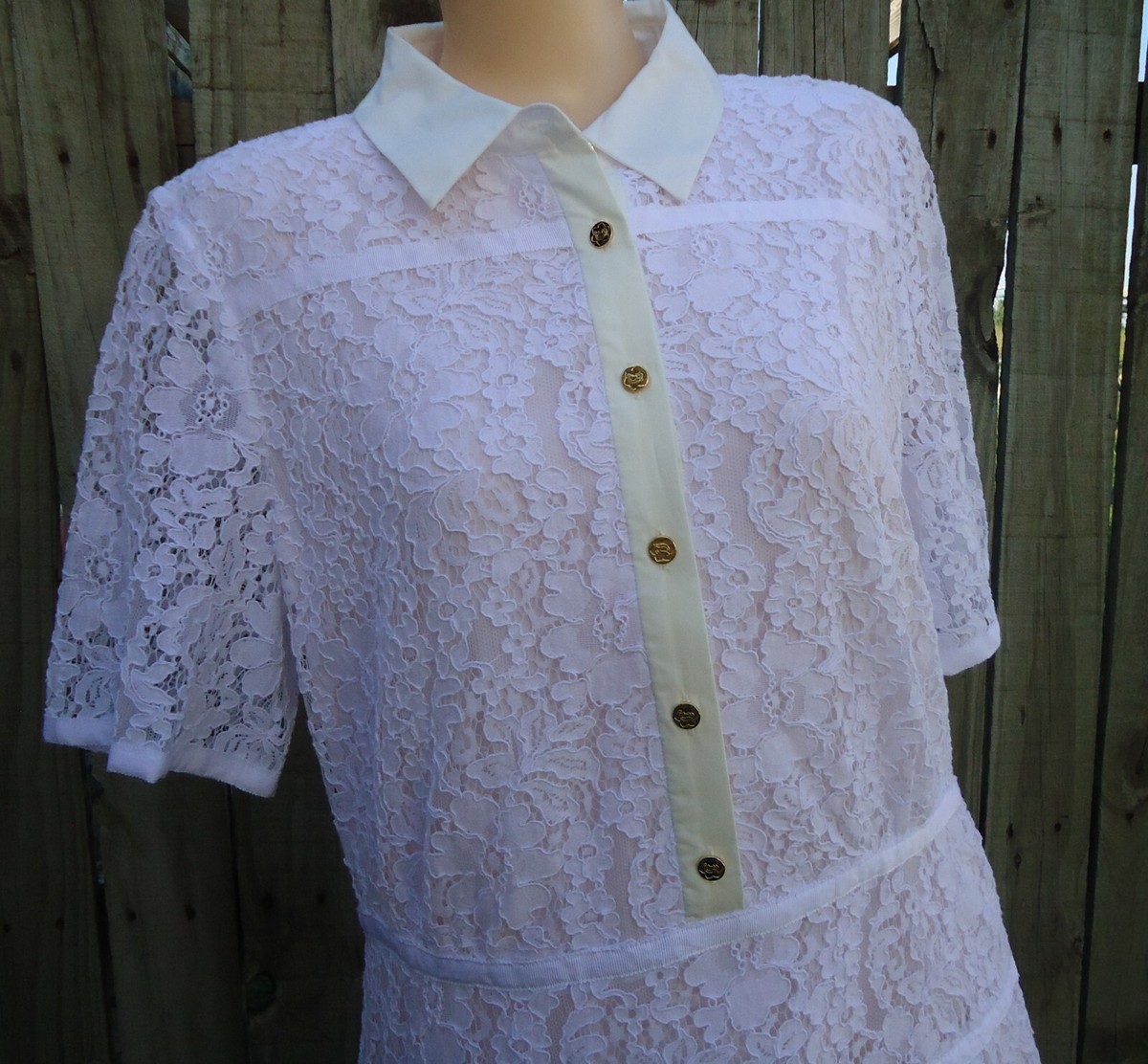 NWT Draper James $250 White Meadow Lace Shirt Dress Sz 8 Tiered Skirt NWT Draper James $250 White Meadow Lace Shirt Dress Sz 8 Tiered Skirt