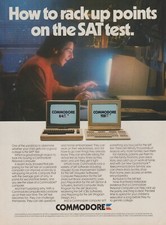 1986 Commodore 64 128 PC Computers - College Kid SAT Test - Print Ad Photo