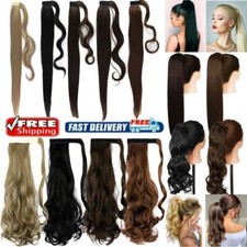 Long Wavy Curly/Straight Thick Synthetic Clip In Hair Extension Ponytail Claw