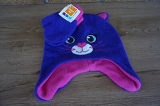 HAT Healthtex Little Girls Purple Pink Kitty Cat Mitten Set 2T-5T Embroider Face