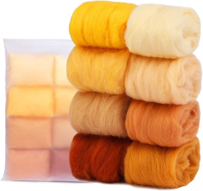 1Set Wool Roving Fiber, 8 Colors Spinning wool, Needle Felting Wool, Roving Wool