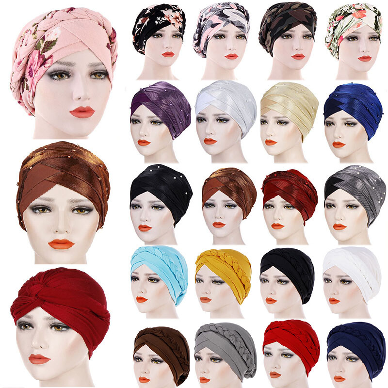 Kashkha Hijab Islamic Women Flower Print Chemo Cap Turban Hat Muslim Head Hijab Undercap Non Slip - Foto 9