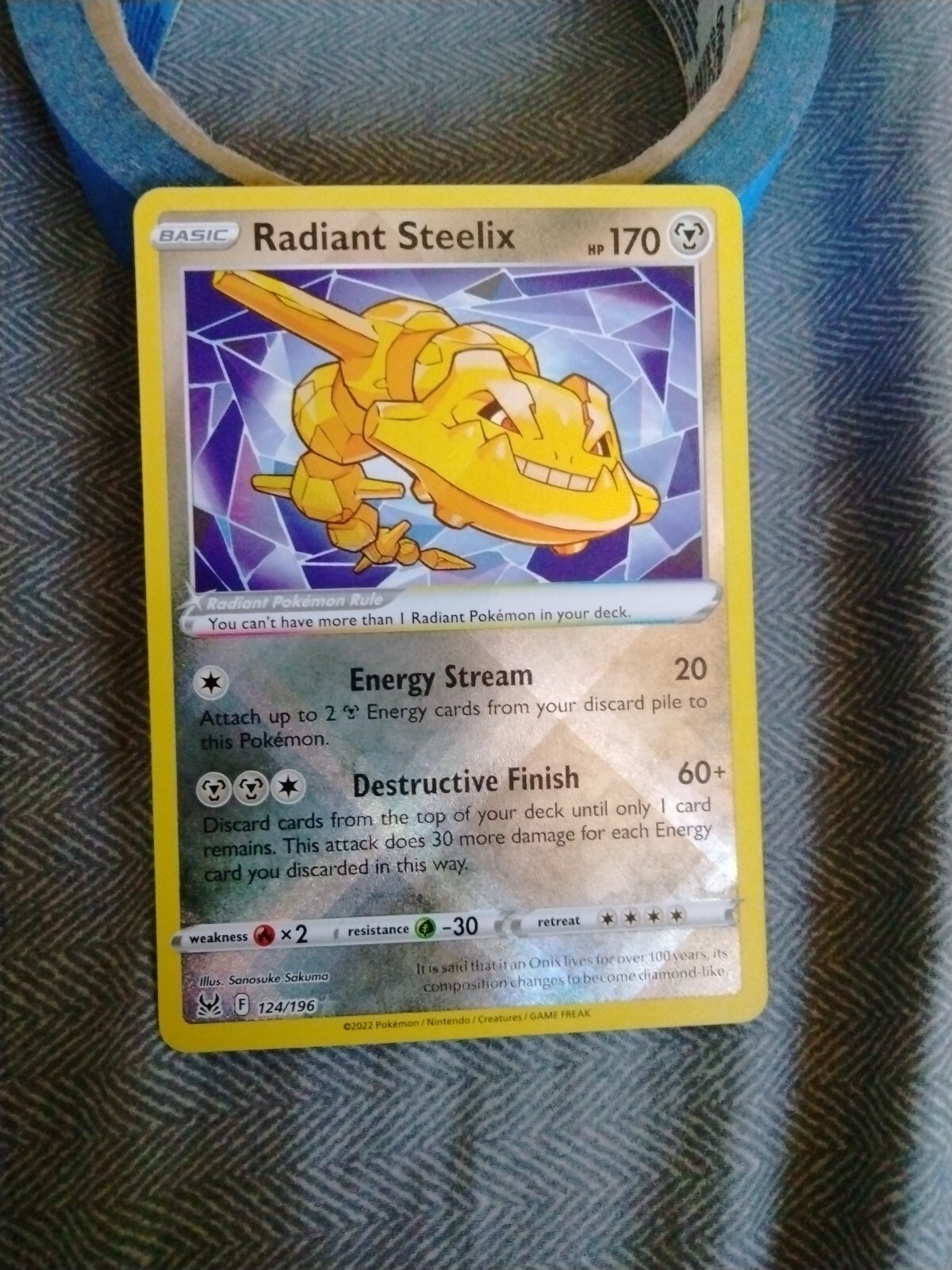 Radiant Steelix - 124/196 Lost Origin SHINY Holo Rare Pokemon - NM/MINT