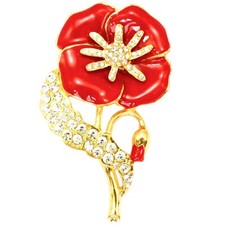 Red Rose Crystal Enamel Flowers Tulip Daisy Brooch Badge for Women Pins Brooches