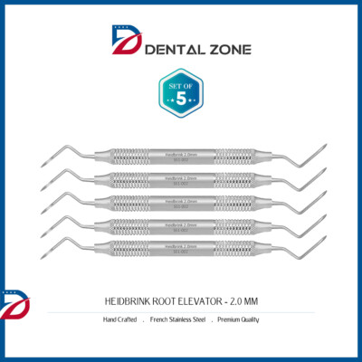 *SET OF 5 *ELEVATORS HEIDBRINK *2.0MM* ROOT TIP PICK DENTAL INSTRUMENTS *CE*