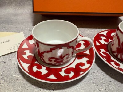 Hermes Guadalquivir Red Tea Cup Saucer Tableware set Ornament
