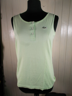 VINTAGE Lacoste Devanlay Poloshirt Poloshirt 38/40 leicht grün ärmellos Made France